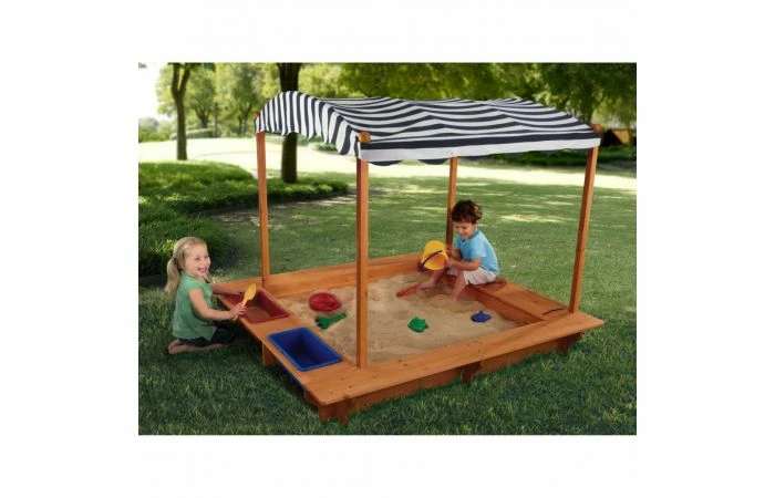 KidKraft Zandbak Met Zonnedak Voor Buiten - Marineblauw En Wit 6 KidKraft Zandbak Met Zonnedak Voor Buiten - Marineblauw En Wit - Afbeelding 4