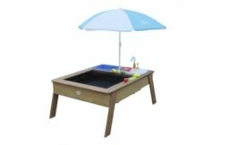 AXI Linda Zand & Water Tafel Met Speelkeuken Wastafel Bruin/wit Parasol Blauw/wit
