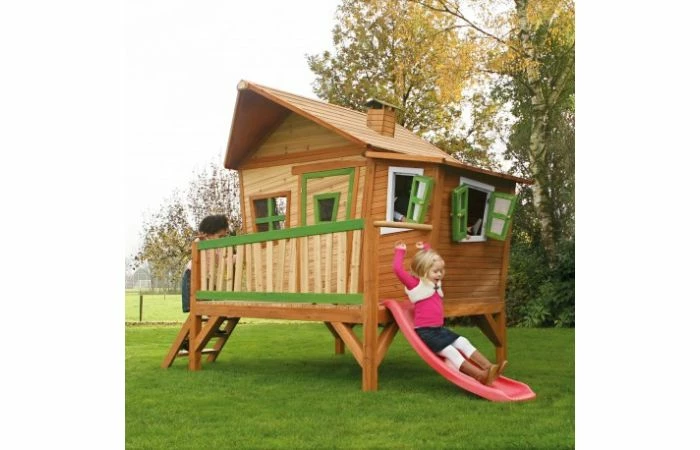 Axi Emma Speelhuis Bruin/groen - Rode Glijbaan 8 Axi Emma Speelhuis Bruin/groen - Rode Glijbaan - Afbeelding 6