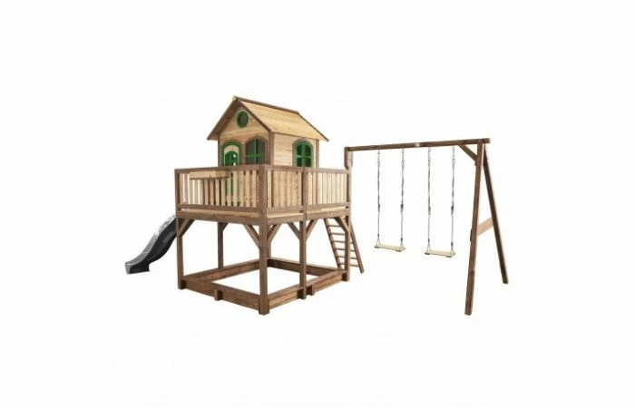 Axi Speelhuis Liam Met Dubbele Schommel (bruin/groen) 4 Axi Speelhuis Liam Met Dubbele Schommel (bruin/groen) - Afbeelding 2