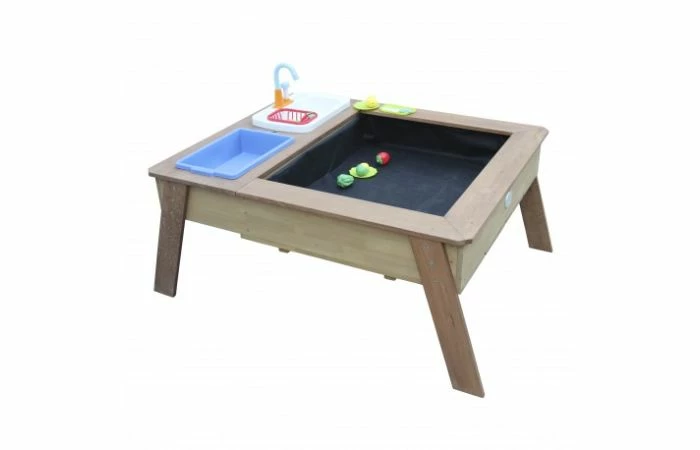 AXI Linda Zand & Water Tafel Met Speelkeuken Wastafel Bruin Parasol Blauw/wit 7 AXI Linda Zand & Water Tafel Met Speelkeuken Wastafel Bruin Parasol Blauw/wit - Afbeelding 5