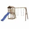Beach Tower Speeltoren Met Dubbele Schommel Bruin Blauwe Glijbaan -OUTDOOR SPEELGOED Winkel 1 10 1
