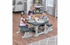 Step2 Step 2 Boerderijstijl Tafel & Banken Picknick Set Grijs 3-delig -OUTDOOR SPEELGOED Winkel 3 piece farmhouse table bench set 3