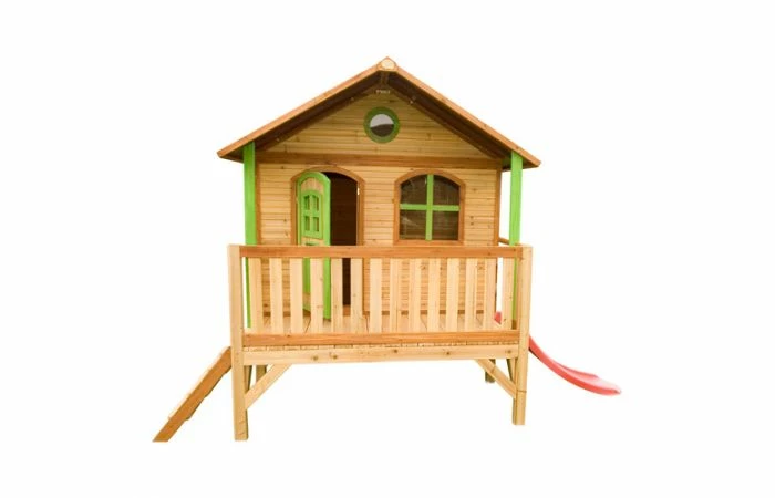 Axi Stef Speelhuis Bruin/groen - Rode Glijbaan 3 Axi Stef Speelhuis Bruin/groen - Rode Glijbaan