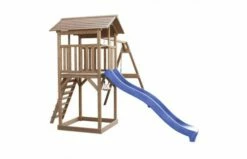 Beach Tower Speeltoren Met Dubbele Schommel Bruin Blauwe Glijbaan -OUTDOOR SPEELGOED Winkel 4 11