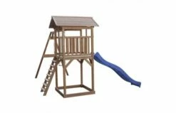 Beach Tower Speeltoren Met Dubbele Schommel Bruin Blauwe Glijbaan -OUTDOOR SPEELGOED Winkel 6 6 9