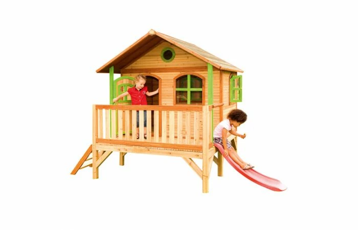 Axi Stef Speelhuis Bruin/groen - Rode Glijbaan 4 Axi Stef Speelhuis Bruin/groen - Rode Glijbaan - Afbeelding 2