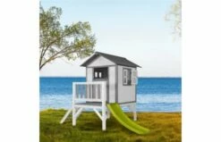 AXI Lodge XL Speelhuis Klassiek Met Glijbaan (grijs/wit) -OUTDOOR SPEELGOED Winkel 75 1 2 1