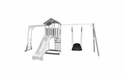 Axi Beach Tower Met Klimrek En Roxy Nestschommel (grijs/wit) -OUTDOOR SPEELGOED Winkel 9cf386fff8b5bcc0ed7e9a4548dad1b82c6de610e3c7d124608a4f13c7c5bea1