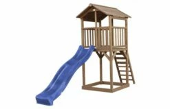 AXI Beach Tower Speeltoren Bruin -OUTDOOR SPEELGOED Winkel beach tower speeltoren bruin blauwe glijbaan 1