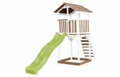 AXI Beach Tower Speeltoren Bruin/wit -OUTDOOR SPEELGOED Winkel beach tower speeltoren bruinwit limoen groene glijbaan