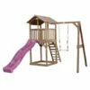 AXI Beach Tower Speeltoren Met Enkele Schommel Bruin 1 AXI Beach Tower Speeltoren Met Enkele Schommel Bruin -OUTDOOR SPEELGOED Winkel beach tower speeltoren met enkele schommel bruin paarse glijbaan 1
