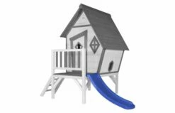AXI Cabin XL Speelhuis Grijs/wit Met Glijbaan 16 AXI Cabin XL Speelhuis Grijs/wit Met Glijbaan -OUTDOOR SPEELGOED Winkel cabin xl speelhuis grijswit blauwe glijbaan