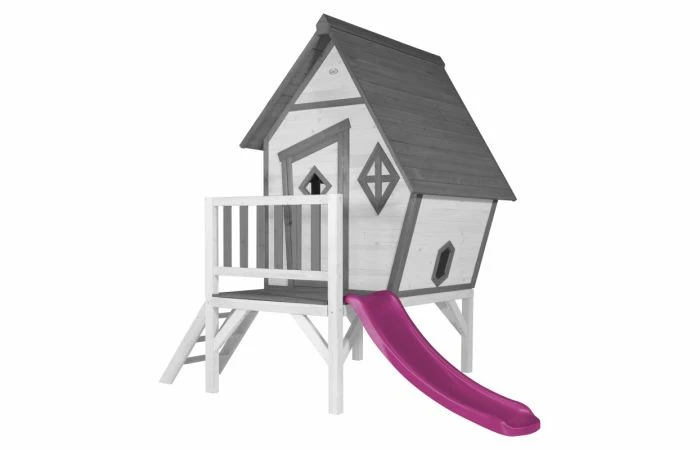 AXI Cabin XL Speelhuis Grijs/wit Met Glijbaan 3 AXI Cabin XL Speelhuis Grijs/wit Met Glijbaan