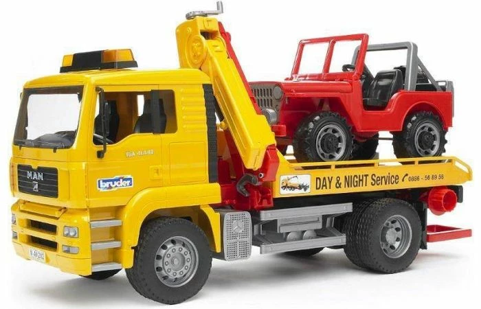 Bruder 2750 MAN Takelauto Met JEEP 4 Bruder 2750 MAN Takelauto Met JEEP - Afbeelding 2