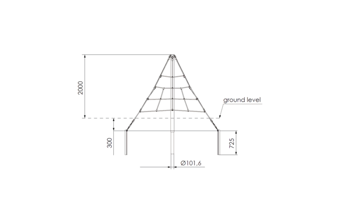 KBT Piramidenet Gewapend Touw - 2.0m - Zwart/Galv/Zwart 4 KBT Piramidenet Gewapend Touw - 2.0m - Zwart/Galv/Zwart - Afbeelding 2