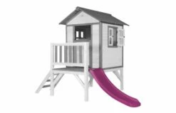 AXI Lodge XL Speelhuis Klassiek Met Glijbaan (grijs/wit) -OUTDOOR SPEELGOED Winkel lodge xl speelhuis klassiek paarse glijbaan 1