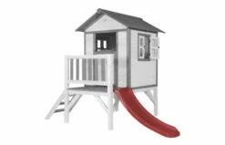 AXI Lodge XL Speelhuis Klassiek Met Glijbaan (grijs/wit) -OUTDOOR SPEELGOED Winkel lodge xl speelhuis klassiek rode glijbaan 1