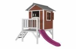AXI Beach Lodge XL Speelhuis Scandinavisch Rood Met Glijbaan -OUTDOOR SPEELGOED Winkel lodge xl speelhuis scandinavisch rood paarse glijbaan 1