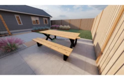 Outdoor Island Douglas Picknicktafel Model X -OUTDOOR SPEELGOED Winkel tafel x 3 foto